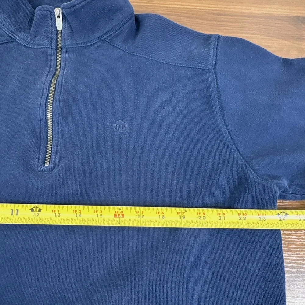 Wolverine Mens Navy‎ Blue 100% Cotton Quarter Zip Sweatshirt Mock Neck Large